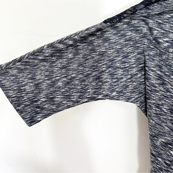 No Brand marled knit lace back round neck tie hem dolman sleeve acrylic top L - Picture 3 of 6